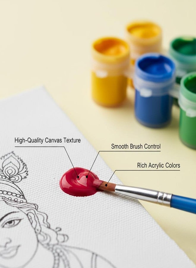HOBBY INDIA مجموعة لوحة الرسم على القماش من هوبي إنديا للأطفال والكبار | هدية فنية وحرفية للأولاد والبنات | تصميمات فنية هندية يدوية الصنع جاهزة | ديكور للمنزل، غرفة النوم، غرفة المعيشة والمكتب (12 × 9 بوصة) (للسيدات) - Image 4